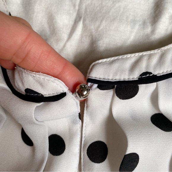 🔘 ZERO WHITE BLACK POLKA DOT FITTED DRESS! - Picture 10 of 16